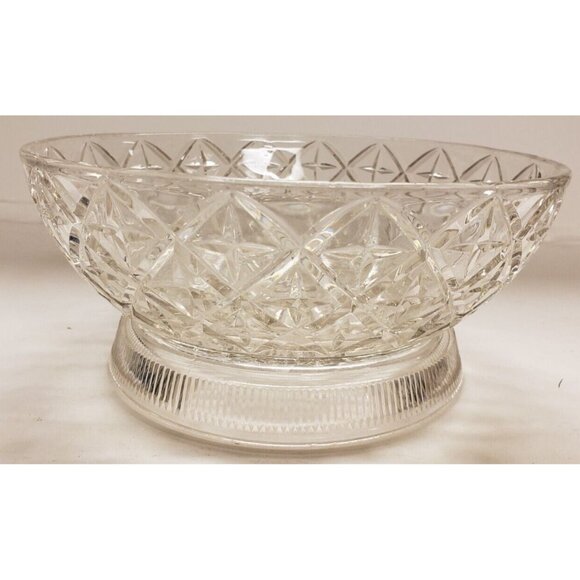 Serving Dish- Clear Pressed Glass- Diamond and Star Pattern - Picture 5 of 9